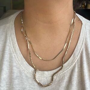 Double Chain faux gold necklace with colorful rhinestones